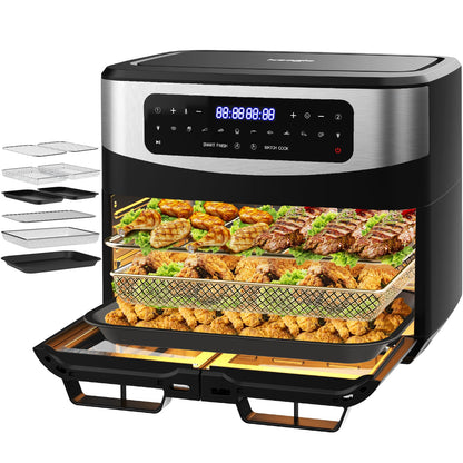 iceagle Heissluftfritteuse 12L Doppelkammer Airfryer KDF-5511DTW