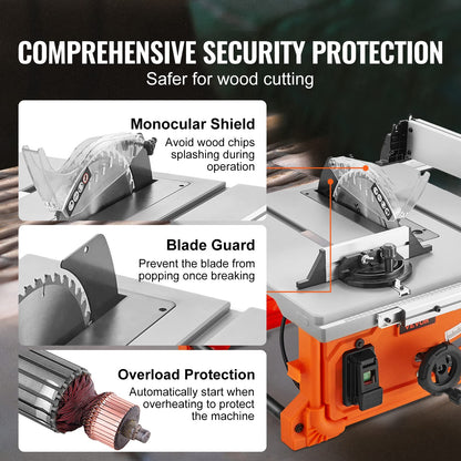 VEVOR Tischkreissäge 1800W, 4400U/min – 85mm Schnitttiefe