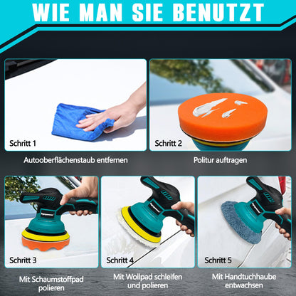 bycpower Orbital Poliermaschine Auto Set 6 Zoll – Makita 18V Ohne Akku
