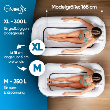 TIMELAX Aufblasbare Badewanne XL mit ergonomischer Rückenlehne