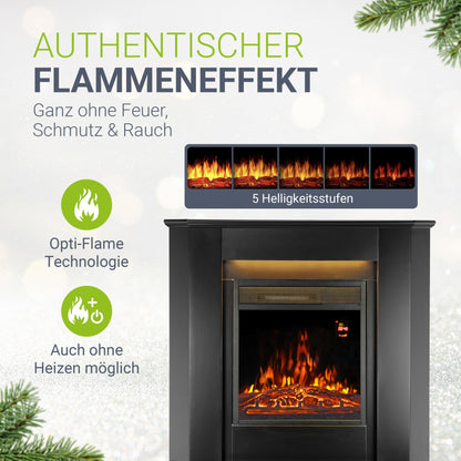 Juskys Elektrokamin 2000W Eckkamin Schwarz mit Heizung