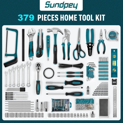 Sundpey Werkzeugkoffer BYD62 379-teilig gefüllt mit Schublade, Blau