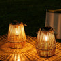 KagoLing Solarlaterne 2er-Set, handgeflochtene Rattan-Solarlampe mit warmweissem Licht, hängend und stehend