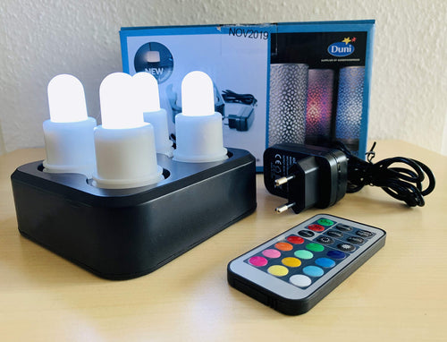 Duni LED Station 4er Set Multicolour, wiederaufladbare LED-Kerzen