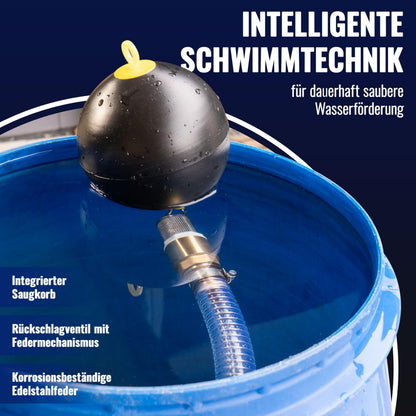 Poppstar Saugschlauch 1 Zoll 4 m mit Schwimmerkugel 6 Zoll, blau