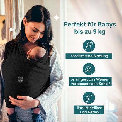 Koala Babycare Tragetuch Babytrage Neugeborene bis 9kg - Schwarz