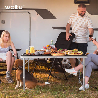 WOLTU Campingtisch CPT8122sz, höhenverstellbar, 120x60 cm, schwarz