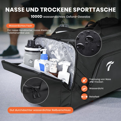 Cozor Sporttasche 58L, Reisetasche mit Schuhfach und Nassfach