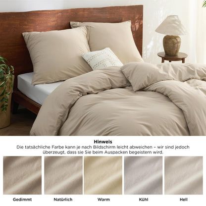 BEDSURE Bettwäsche Set 135x200 cm Baumwolle 4teilig Hazeltaupe