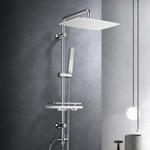 Görbach Duschsystem Regendusche mit Ablage Chrom 35x25cm