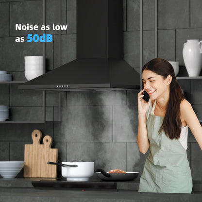 FIREGAS Dunstabzugshaube Wandmontage Pyramide 60cm - Schwarz