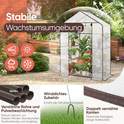 Sekey Foliengewächshaus GH18 200x145x75 cm, 4 Regalböden, weiss