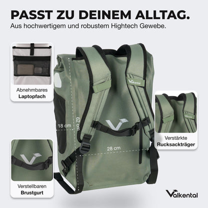 Valkental UrbanX 2in1 Fahrradtasche & Rucksack, wasserdicht, 28 l