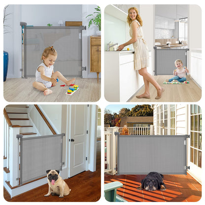 “Treppenschutzgitter Ausziehbare für Babys,0-140 cm,83 cm Hoch Baby Absperrgitter Treppenschutzrollo,Einhändig Bedienbar,Geeignet für Treppen/Türen/Innen & Außen türschutzgitter (140cm/grau)