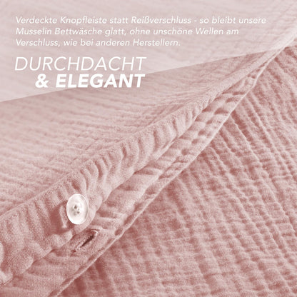 Pure Label Musselin Bettwäsche-Set 135x200 cm Baumwolle rosa