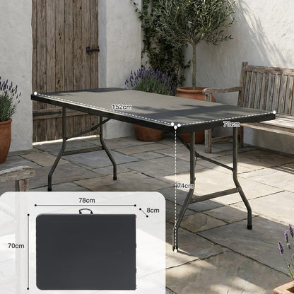 Sekey Klapptisch 152 x 70 cm, Buffettisch aus Kunststoff, schwarz