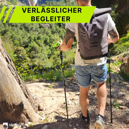 Alpteq Wanderstöcke faltbar aus Aluminium mit Korkgriff, Lime Green