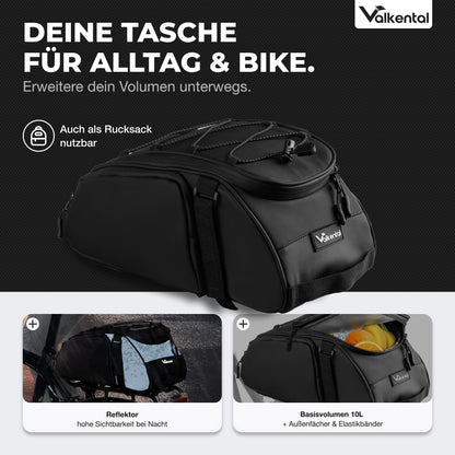 Valkental 3in1 Fahrradtasche für Gepäckträger mit Kühlfunktion, 10 L