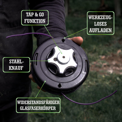 LERAVA Fadenkopf für Motorsense M10x1.25, Tap & Go, Stahlknauf