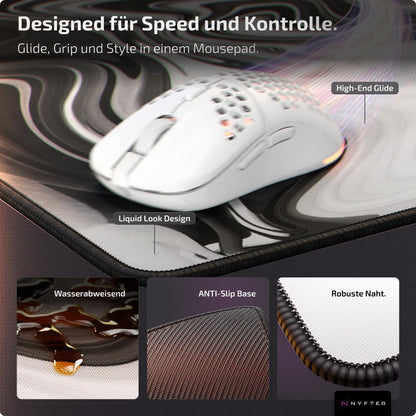 Nyfter Nyfpad XXL Gaming Mauspad 900x500 mm, Weiss-Schwarz