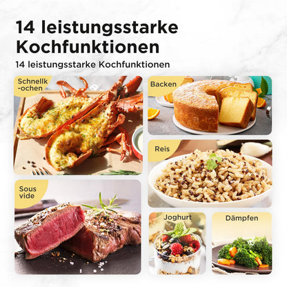 Midea Elektrischer Schnellkochtopf 6L, 9-in-1 Multikocher, Schwarz