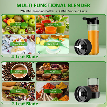 Kitcanis 3-in-1 Standmixer BL05E, 800 W Smoothie Maker mit Mahlbecher