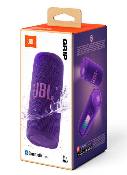 JBL Grip Bluetooth Lautsprecher mit JBL Pro Sound, IP68, Lila