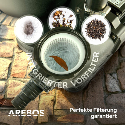 Arebos Sandfilteranlage Poolfilter - 9500 L/h inkl. Filterbälle