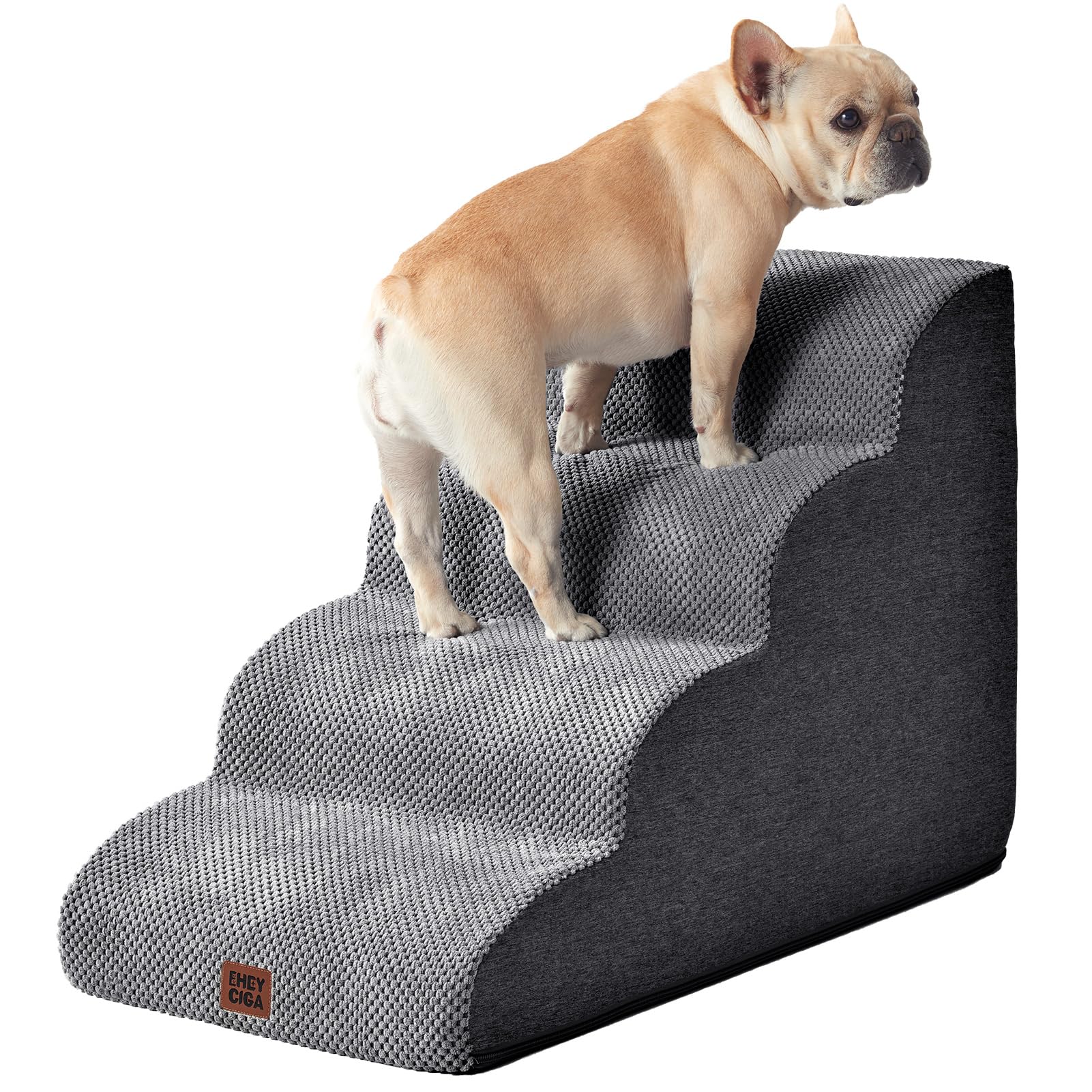 EHEYCIGA Hundetreppe 4 Stufen, 50 cm hoch, Haustiertreppe, Grau