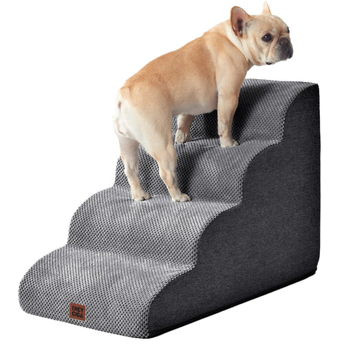 EHEYCIGA Hundetreppe 4 Stufen, 50 cm hoch, Haustiertreppe, Grau