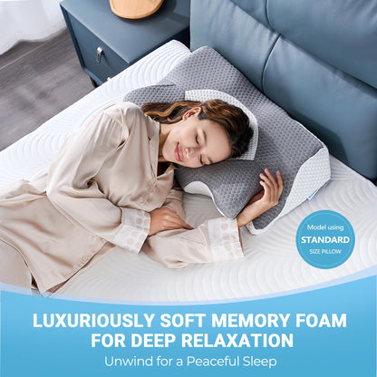 Elviros Nackenstützkissen Memory Foam Seitenschläferkissen, grau