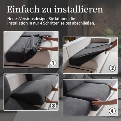 OHSIO Stretch Sofabezug Chaiselongue, rutschfest, waschbar, Dunkelgrau