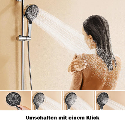 Auralum Regendusche Komplettset Höhenverstellbar 1-1.39m - Chrom