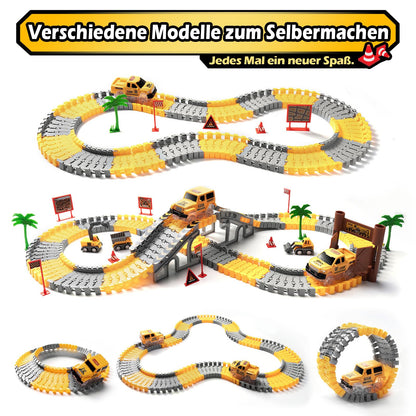 Coroiesty Autorennbahn 264-teilig, leuchtendes Gleis-Set mit 2 Autos