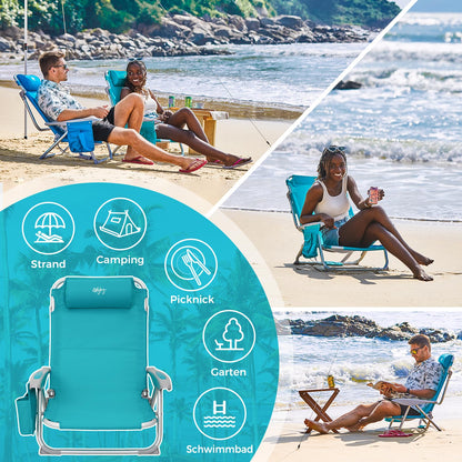 WEJOY Strandstuhl Hochlehner leicht klappbar – Cyan