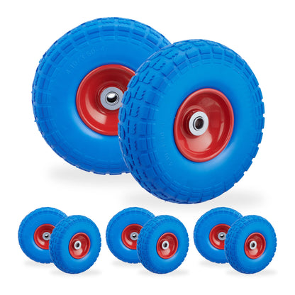 Relaxdays Schubkarrenreifen Vollgummi Pannensicher – 8er Set 16mm Achse: Schwarzer Rundreifen, pannensicher, als Ersatzrad.