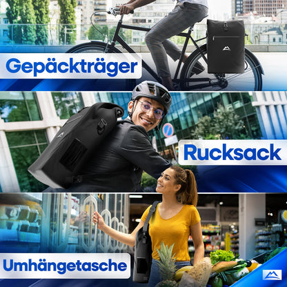 Nextcover 3in1 Fahrradtasche für Gepäckträger, wasserdicht, 25 L