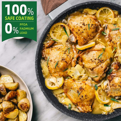 Kitchen Academy Induktions Kochset Antihaft Granit Schwarz 12-tlg.