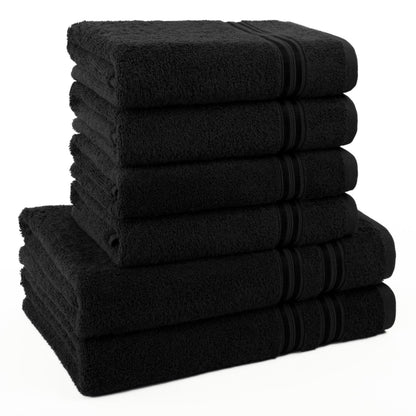 Hammetex Handtuch Set 6-teilig, 100% Baumwolle Frottier, Schwarz