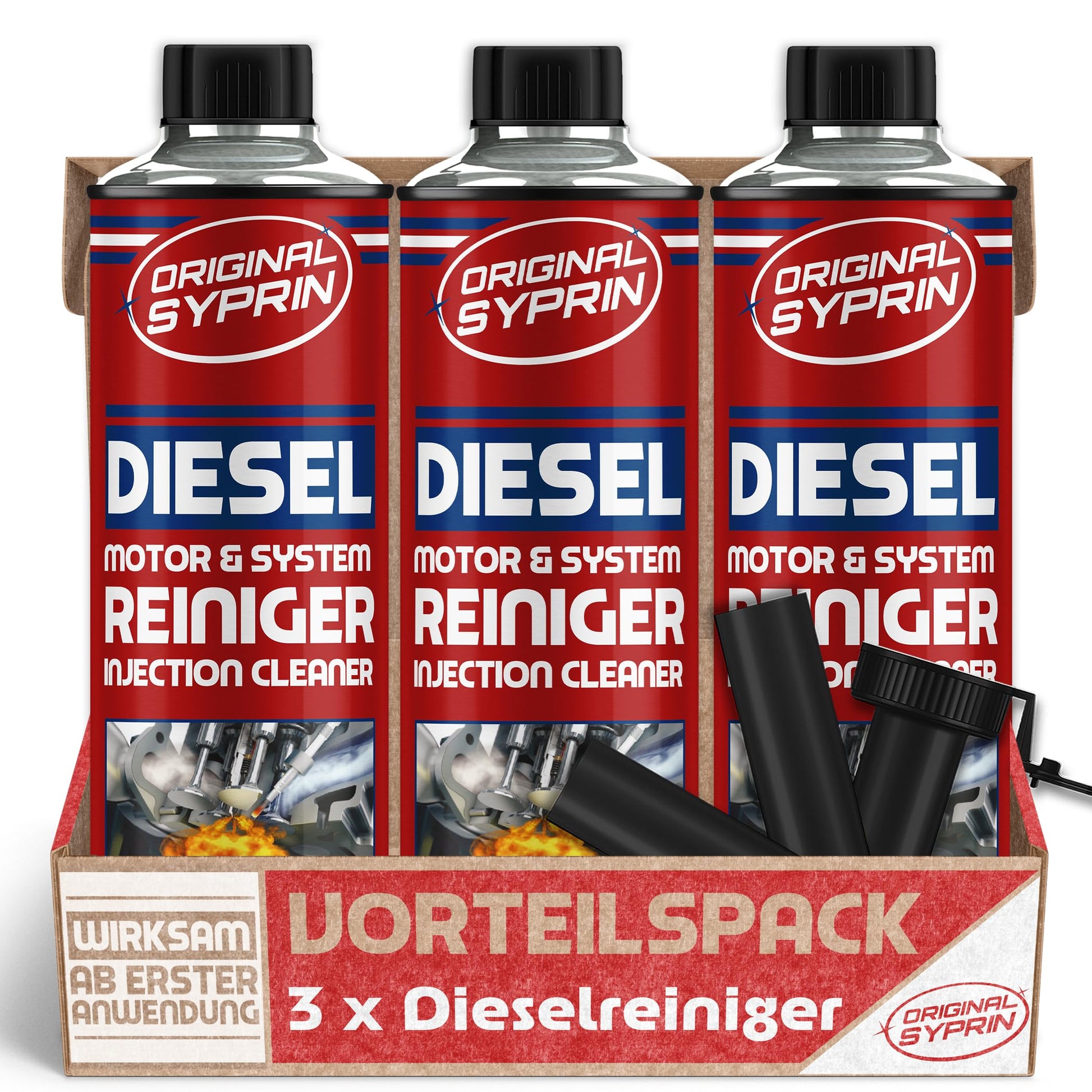 SYPRIN Diesel System Reiniger DR5 – DPF & Einspritzdüsen, 3x500ml, drei Reinigerflaschen