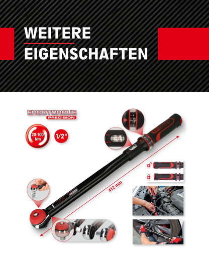 KS Tools ERGOTORQUEprecision 516.1432 Drehmomentschlüssel 1/2" 20-100 Nm
