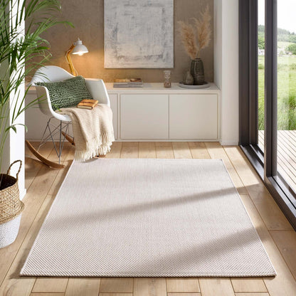 Taracarpet In- & Outdoor-Teppich Flachgewebe Creme Weiss 160x220 cm