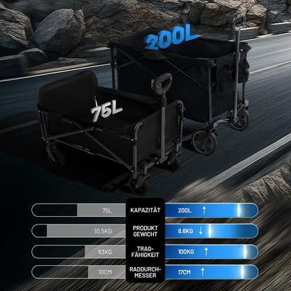 TIMBER RIDGE Faltbarer Bollerwagen Gartenwagen All-Terrain 200L