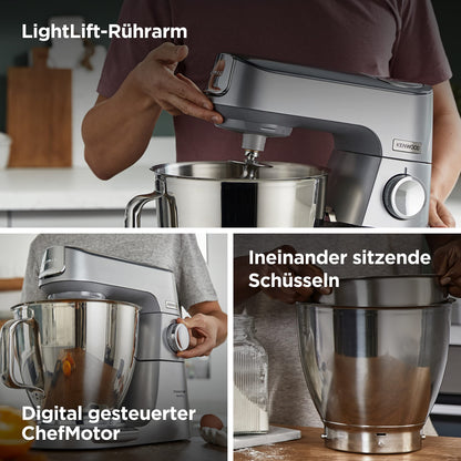 Kenwood Titanium Chef Baker XL KVL85.424SI Küchenmaschine - mit Waage