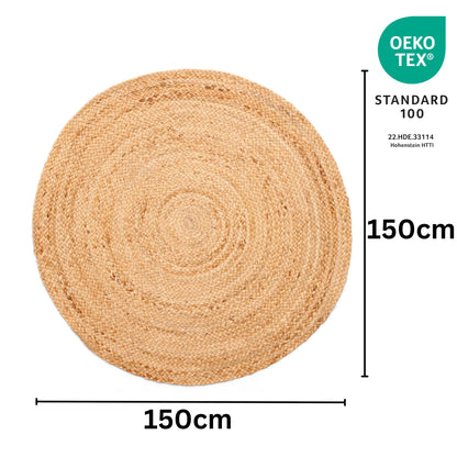 MY-RUG Nitin Juteteppich - Rund 150cm Braun Outdoor