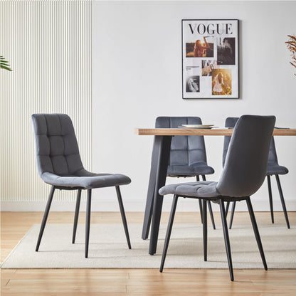 Deuline Milano Esszimmerstühle Samtbezug Grau 4er-Set