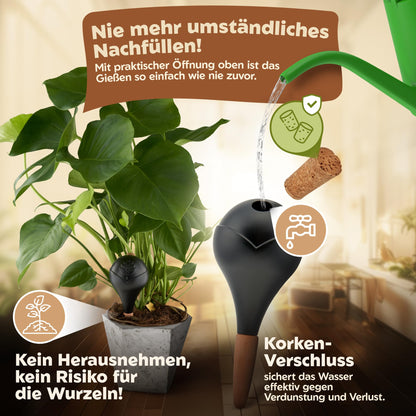 VITALLEO Bewässerungskugeln XL 400 ml, 6er-Set, schwarz