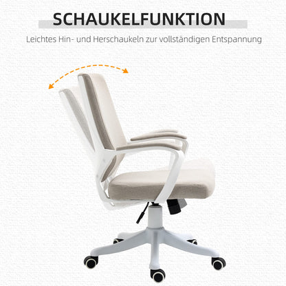 Vinsetto Bürostuhl Beige Weiss - Ergonomischer Schreibtischstuhl