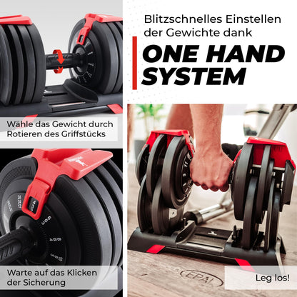 SPORTSCHMIEDE Hantelset verstellbar 3-24 kg, 3-in-1 Kurzhantel
