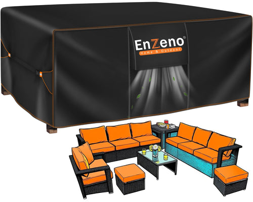Enzeno Gartenmöbel Abdeckung wasserdicht 420D Oxford 280x205x106cm mit Belüftungsöffnung und Spanngurten
